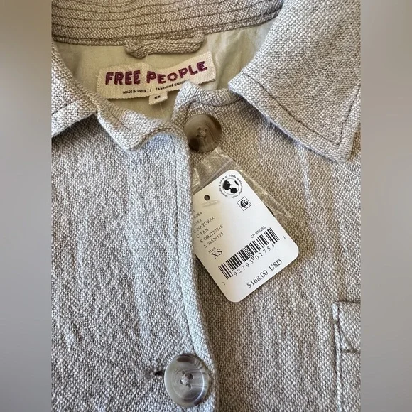 #217 NWT Free People Lucy Linen Chore Coat in Natural